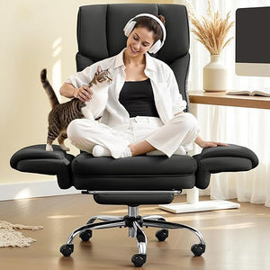 Wide Reclining Office Chair 400 lbs – Reversible Armrest, Lumbar Support & Footrest