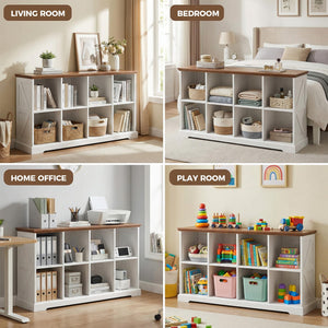 8-Cube Storage Organizer with Farmhouse Bookshelf