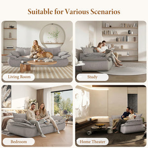 86.6" Cloud Couch Sailboat Sofa – 3-Seater, Deep Seat, Chenille, Light Grey