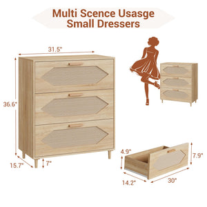 3-Drawer Rattan Dresser