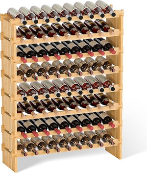 8-Tier Bamboo Wine Rack Freestanding Floor – 72 Bottle Holder