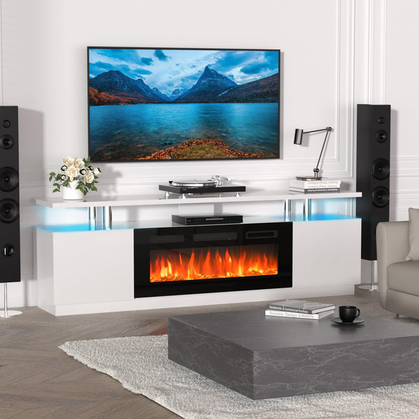 70" Fireplace TV Stand with Electric Heater & LED Colors