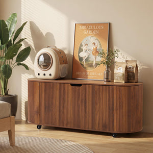 Fluted Oval Storage Bench with Lift Top & Wheels