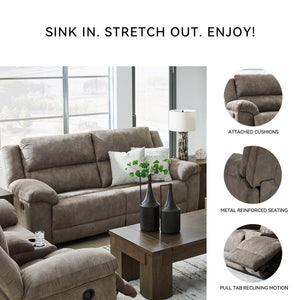 Grey Faux Leather Reclining Sofa