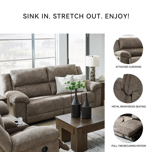 Grey Faux Leather Reclining Sofa