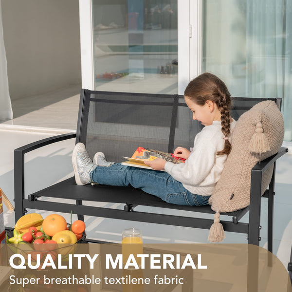 4-Piece Outdoor Patio Furniture Set with Chairs & Glass Coffee Table