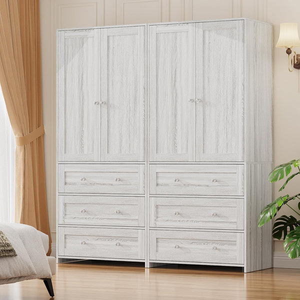 Armoire Wardrobe Closet with Mirror & Drawers