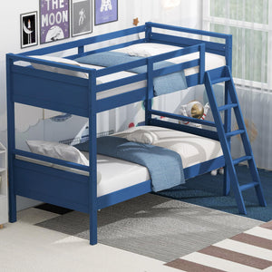 Twin Over Twin Bunk Bed with Ladder & Safety Guardrails