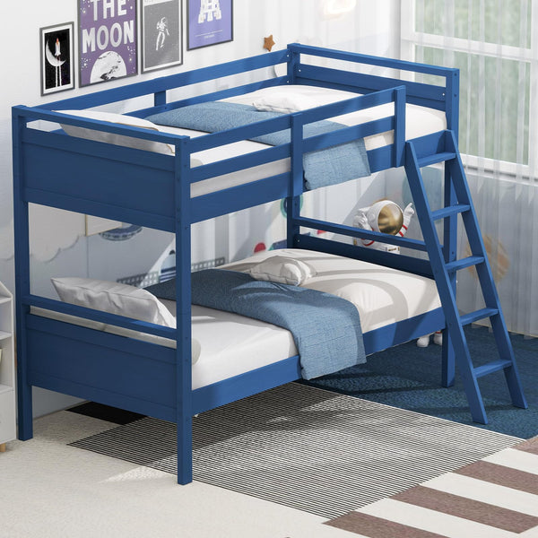 Twin Over Twin Bunk Bed with Ladder & Safety Guardrails