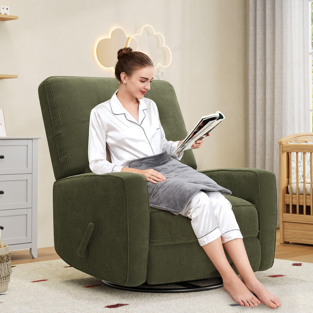 Swivel Rocking Glider Recliner Chair with Adjustable Backrest & Footrest