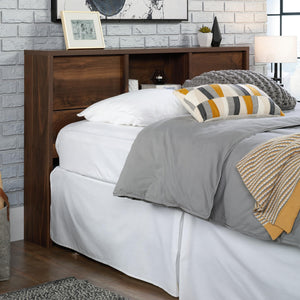 Queen Bookcase Headboard with Storage – Grand Walnut