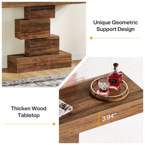 Farmhouse Console Table with Geometric Base, 42.5"