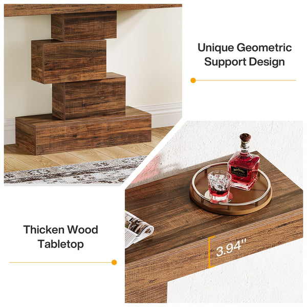 Farmhouse Console Table with Geometric Base, 42.5"