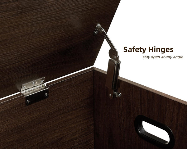 Extra Large Storage Chest Bench with Safety Hinges – 51.2" Wooden Trunk