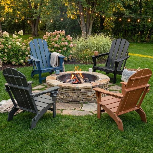 Folding Adirondack Chair – HDPE, All-Weather, with Cup Holder