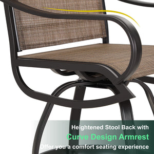 Outdoor Swivel Counter Height Bar Stools with Sling Fabric