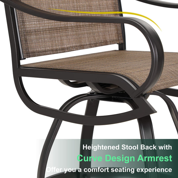Outdoor Swivel Counter Height Bar Stools with Sling Fabric