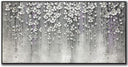 Abstract Oil Painting on Canvas – Silver Flower Wall Art