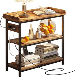 Console Table with Power Outlet – Height Adjustable Entryway Sofa Table