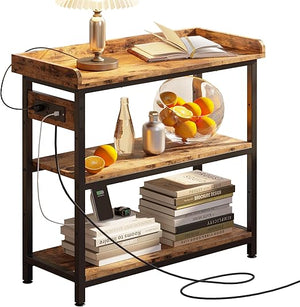 Console Table with Power Outlet – Height Adjustable Entryway Sofa Table