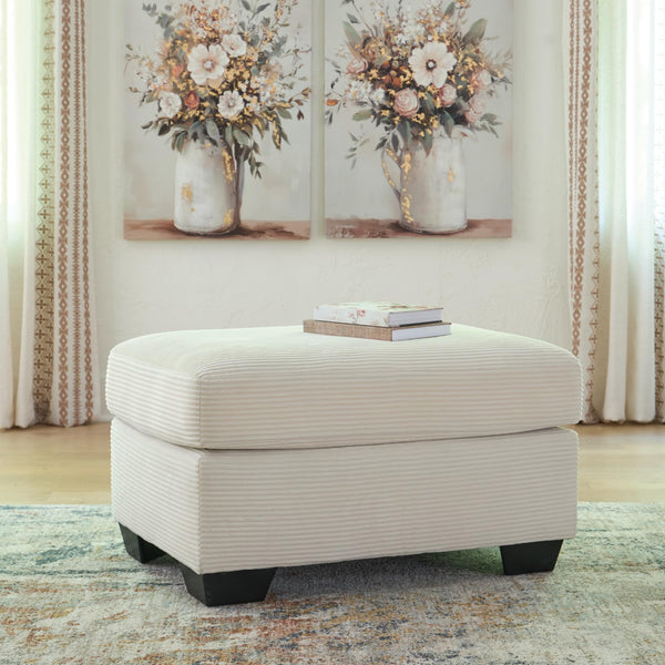 Contemporary Rectangular Upholstered Ottoman – White