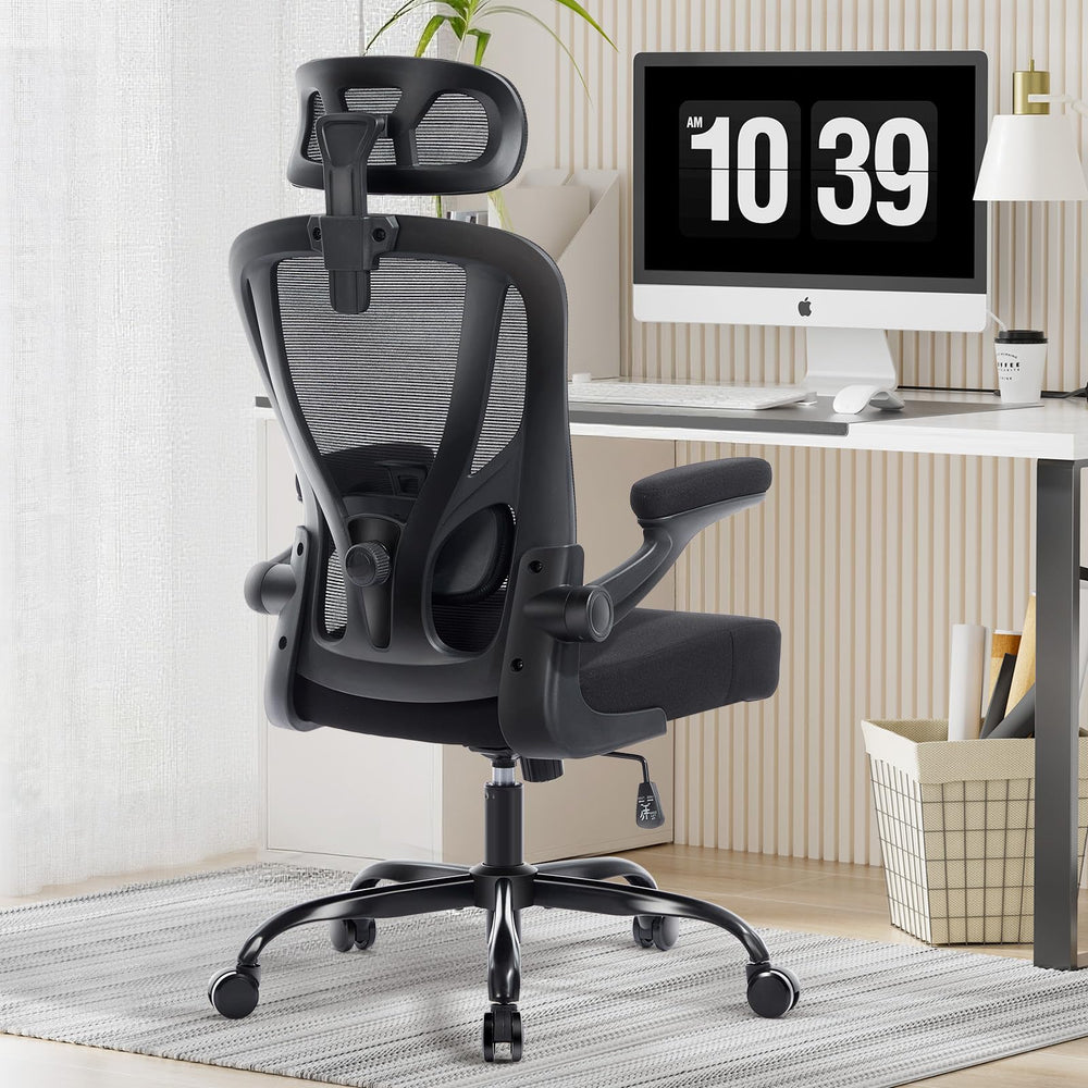 Ergonomic Mesh High Back Office Chair with Lumbar Support & Flip-Up Armrests
