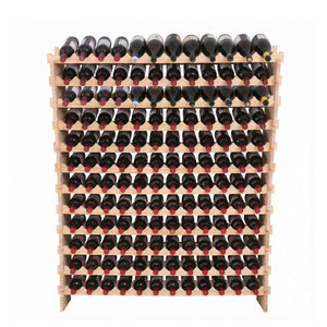 144-Bottle Freestanding Wood Wine Rack with Modular Stackable Shelves