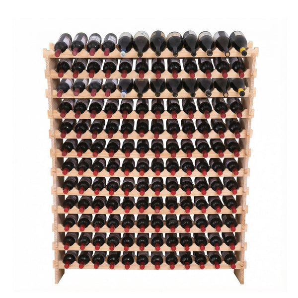 144-Bottle Freestanding Wood Wine Rack with Modular Stackable Shelves