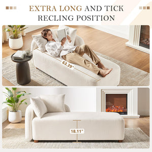 Oversized Chenille Chaise Lounge Chair with 2 Pillows