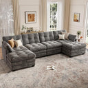 Modular U-Shaped Sectional Sofa with Movable Ottoman