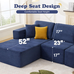 Modular L-Shape Sectional Sofa with Chaise – Deep Seat Corduroy, No Assembly