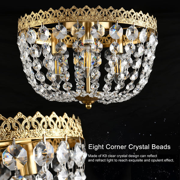 Crystal 3-Light Flush Mount Ceiling Chandelier