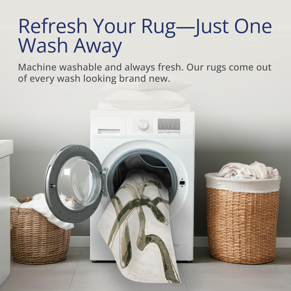 Beige Green Graffiti Abstract Area Rug
