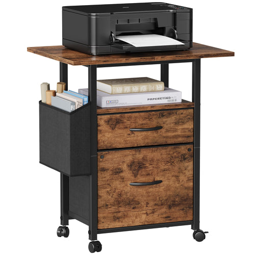 2-Drawer Rolling File Cabinet with 24" Extended Desktop