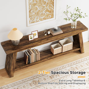 70.9" Farmhouse Console Table with 2-Tier Storage