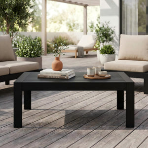 Aluminum Outdoor Patio Coffee Table – All-Weather Rectangle Metal Table