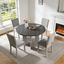 5-Piece Round Dining Table Set with 4 Upholstered Chairs