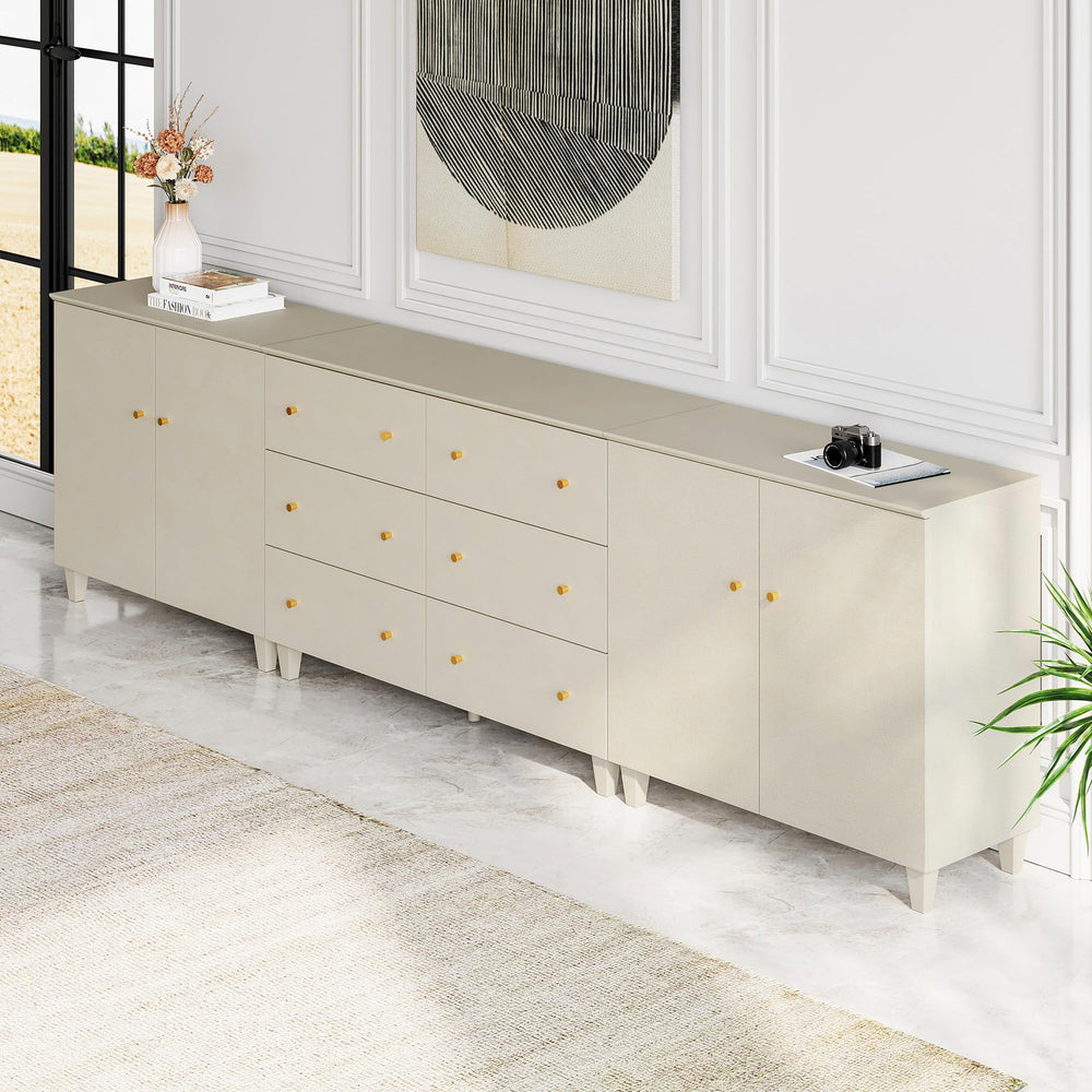 Extra Wide 6-Drawer Dresser with 4 Doors & Storage Compartments