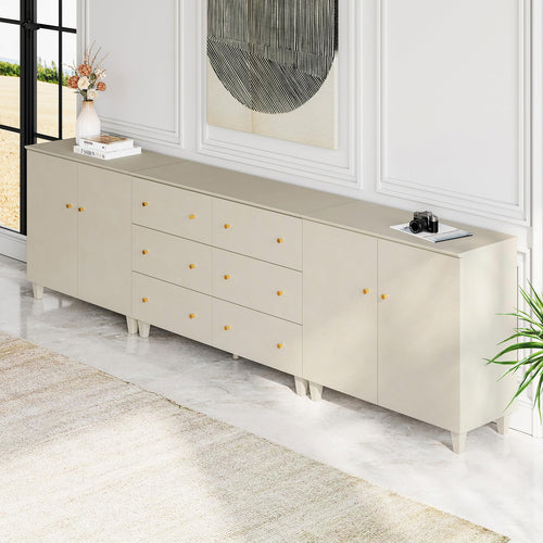 Extra Wide 6-Drawer Dresser with 4 Doors & Storage Compartments