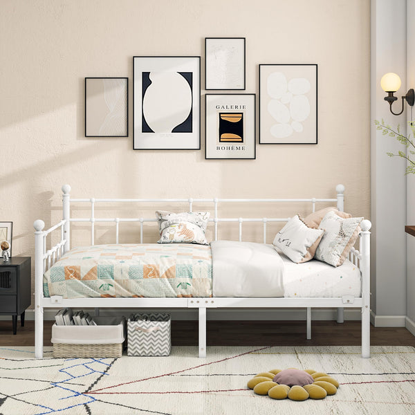 Twin Metal Daybed Frame with Steel Slats