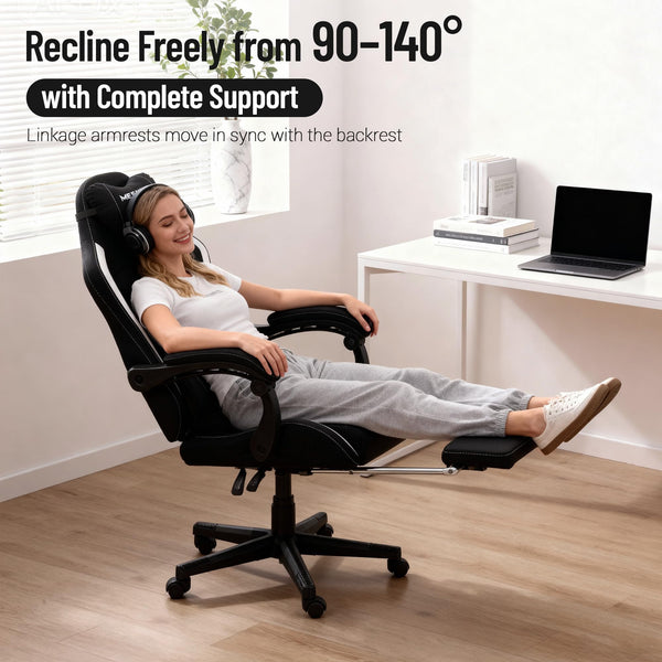 Big & Tall Gaming Chair with Pocket Spring & Massage Lumbar
