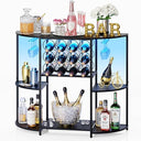 3-Tier Wine Bar Cabinet with LED Lights