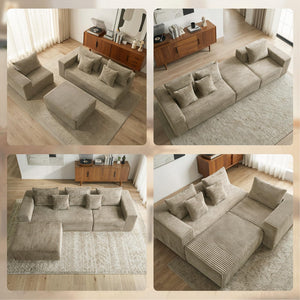 L-Shaped Modular Sectional Sofa with Deep Seat