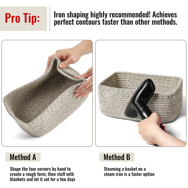 Small Woven Storage Baskets for Organizing – Set of 8