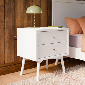Wood Nightstand with 2 Drawers – Kids & Guest Bedroom Bedside Table