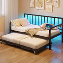 Twin Daybed with Trundle, Charging Station & LED Lights