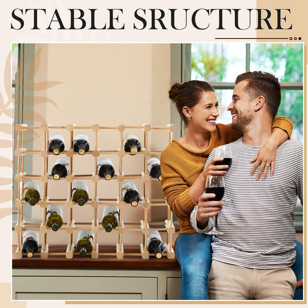 Stackable Wooden Wine Rack – 36 Bottle Modular Storage