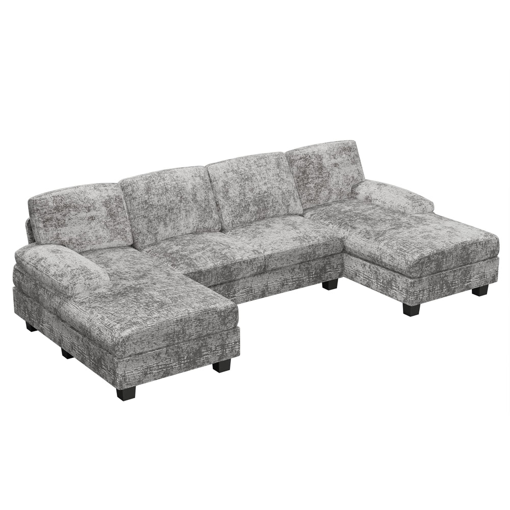 U-Shaped Sectional Sofa with Double Chaise & Memory Foam
