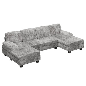 U-Shaped Sectional Sofa with Double Chaise & Memory Foam