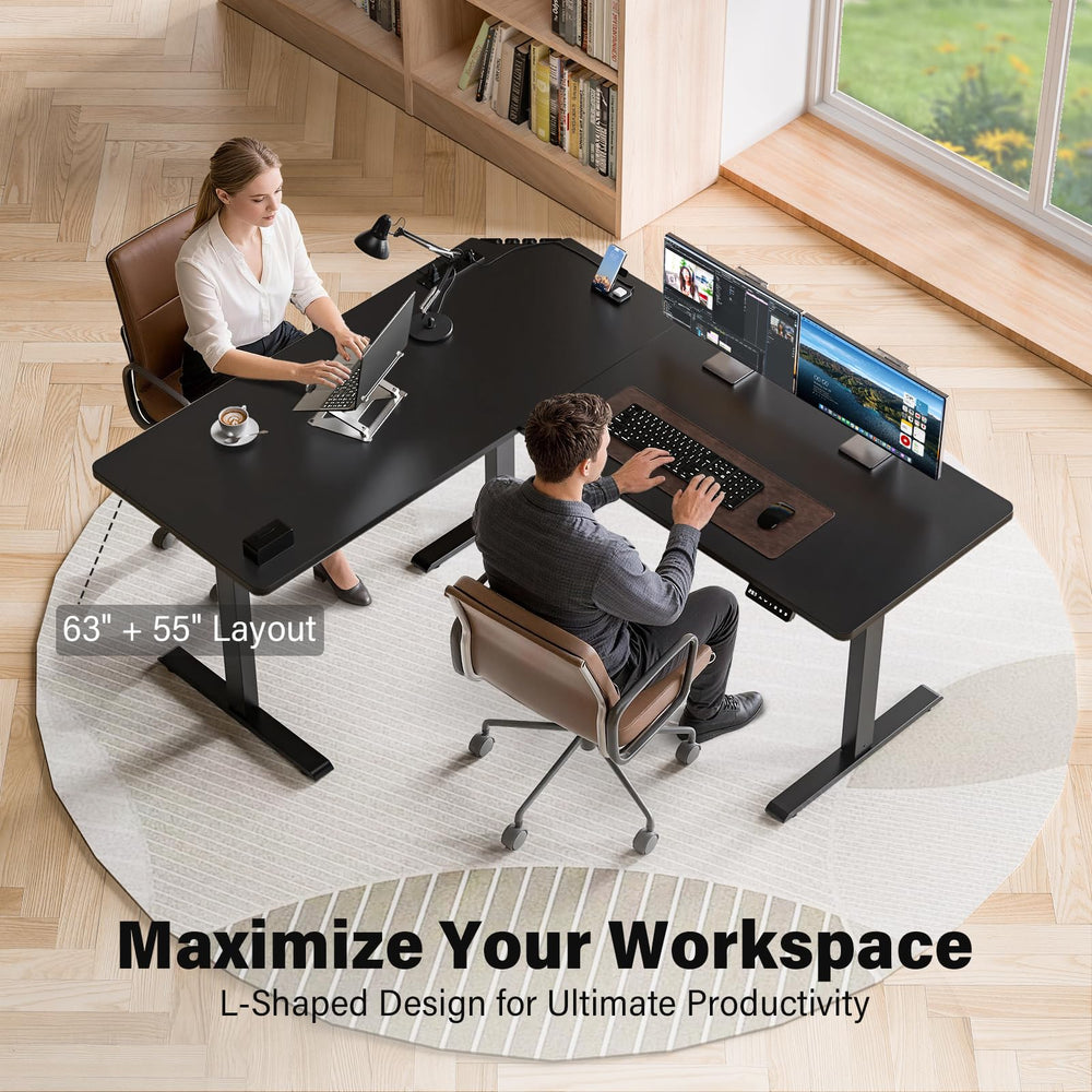 L-Shaped Electric Standing Desk — 63" x 55"